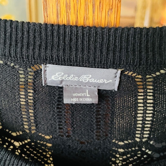 Eddie Bauer women’s long sleeve button cardigan sweater jeweled buttons L black - Picture 4 of 9